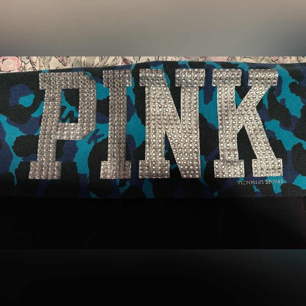 PINK Victoria's Secret Teal and Black leopard Leggings Xs - Picture 1 of 5